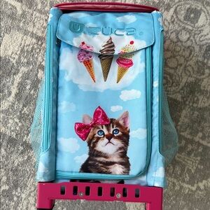 Zuca kids limited edition Cat and Ice Cream Sport bag with wheels - like new